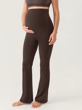 High-Waist Maternity Flare Pants in Brown